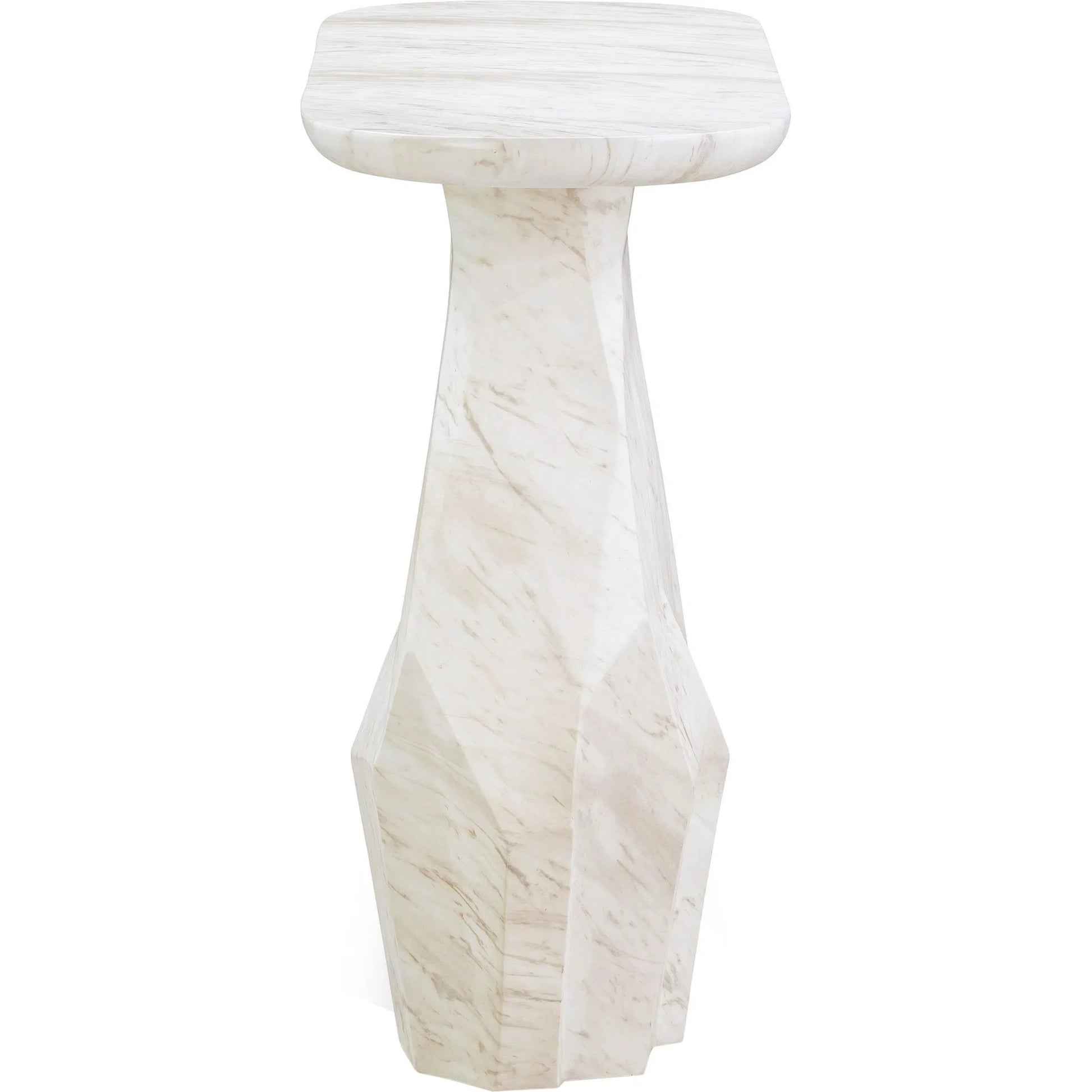 Esme Faux Marble Indoor/Outdoor Long Console Table by TOV Furniture in white. Made from concrete in a modern style.