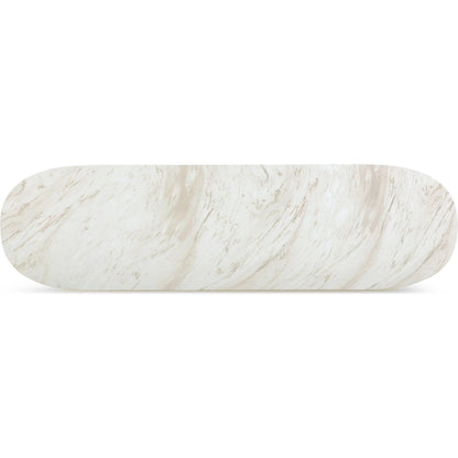 Esme Faux Marble Indoor/Outdoor Long Console Table by TOV Furniture in white. Made from concrete in a modern style.