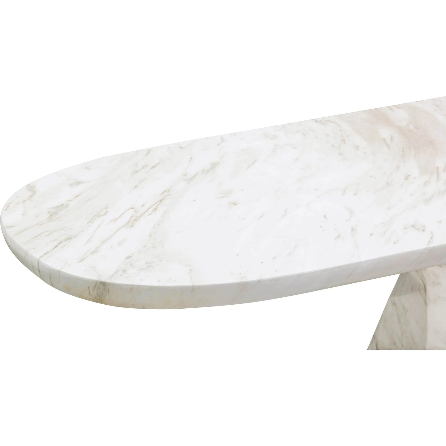 006 SI-2356292 | Closeup | Esme Faux Marble Indoor/Outdoor Long Console Table by TOV Furniture in white. Made from concrete in a modern style.