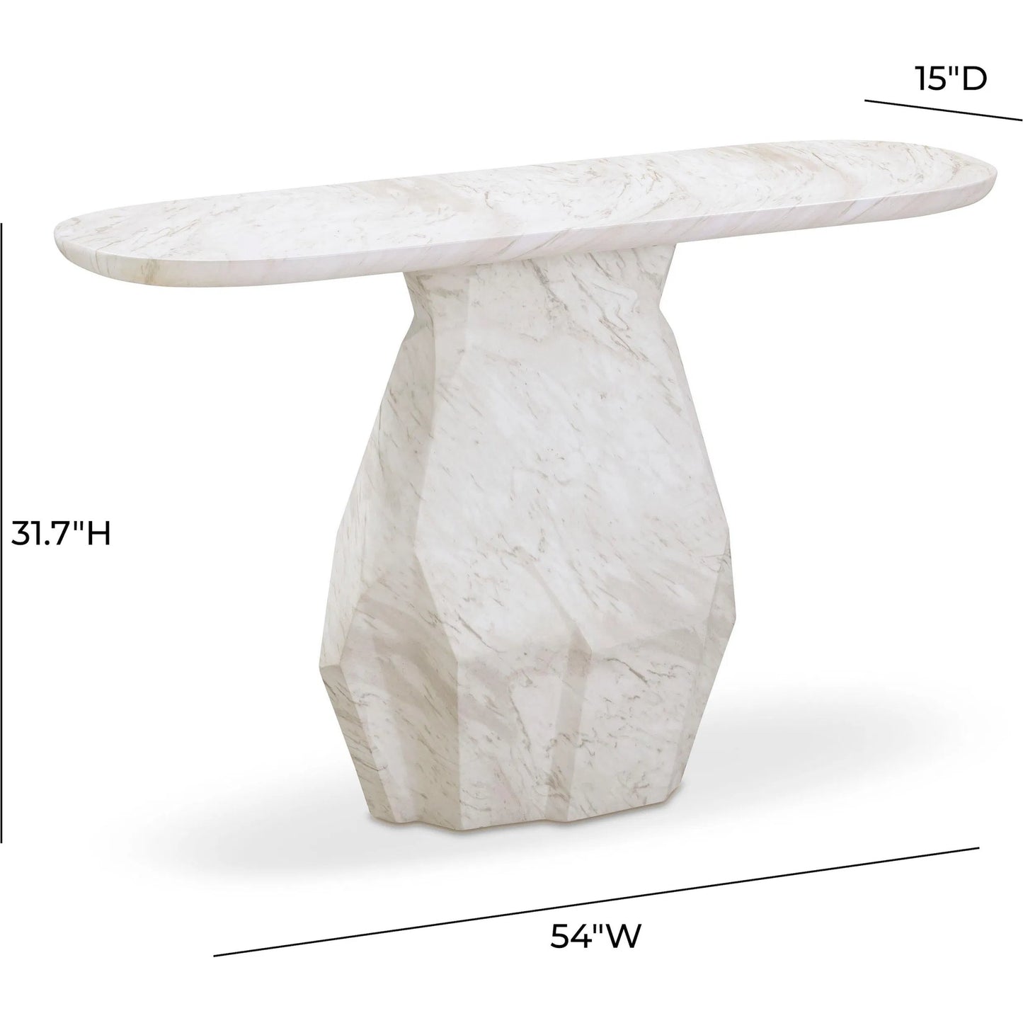 005 SI-2356292 | Additional Silo | Esme Faux Marble Indoor/Outdoor Long Console Table by TOV Furniture in white. Made from concrete in a modern style.