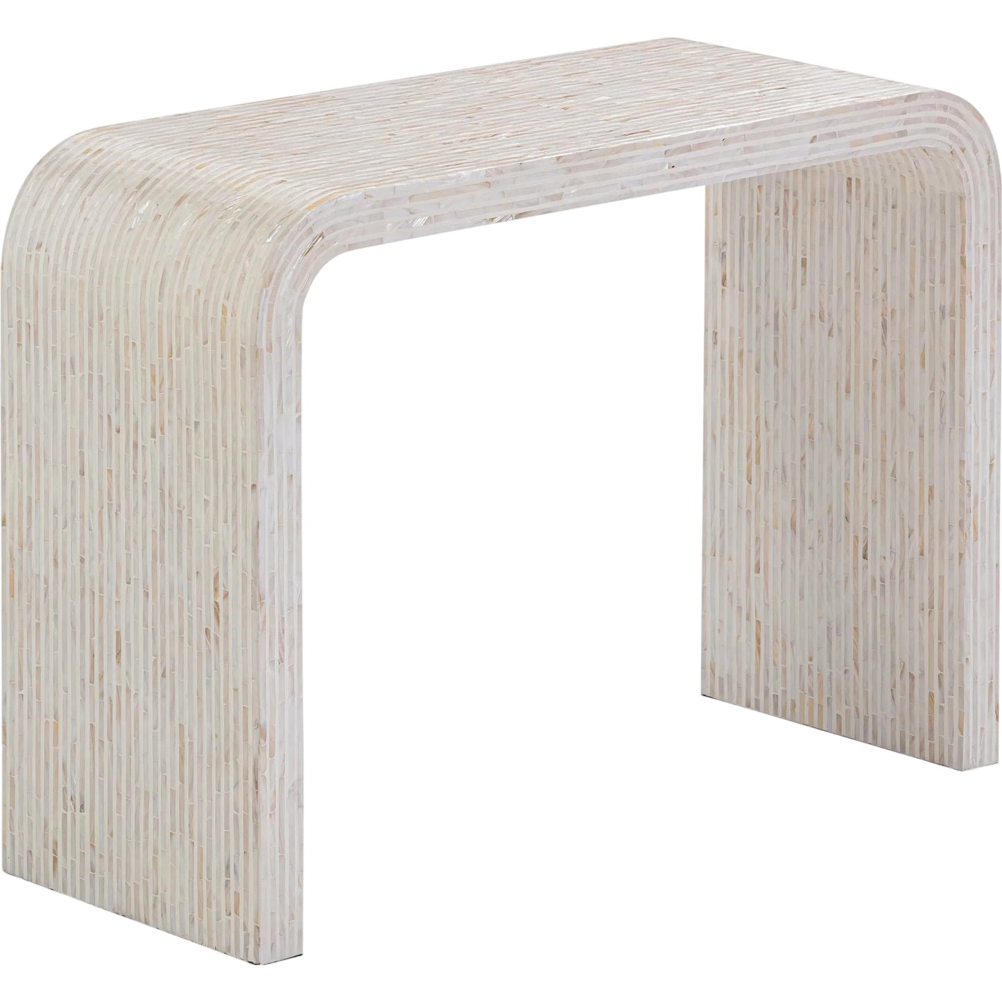 001 SI-2356334 | Primary Silo | Opus Capiz Shell Console Table by TOV Furniture in cream. Made from mdf, shell in a transitional style.