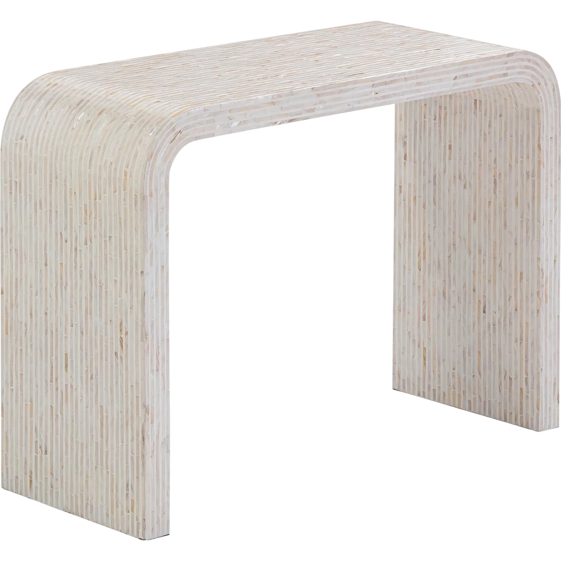 Opus Capiz Shell Console Table by TOV Furniture in cream. Made from mdf, shell in a transitional style.