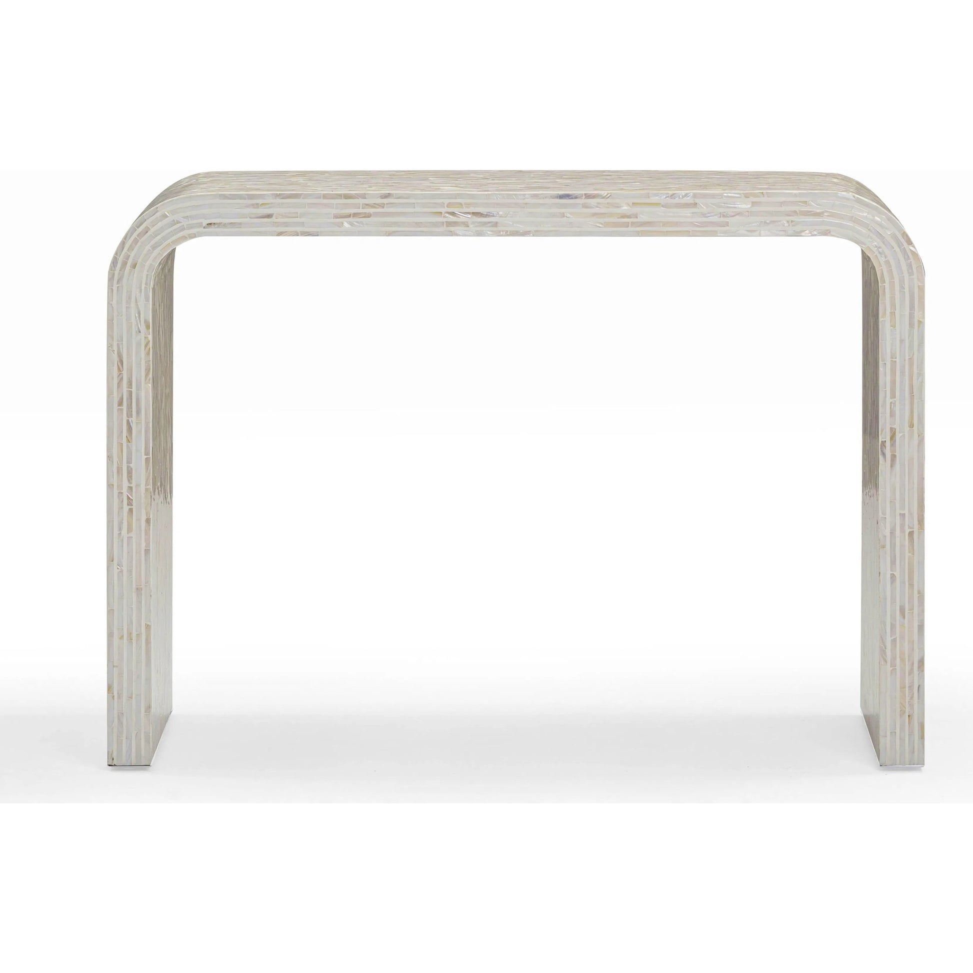Opus Capiz Shell Console Table by TOV Furniture in cream. Made from mdf, shell in a transitional style.
