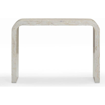 Opus Capiz Shell Console Table by TOV Furniture in cream. Made from mdf, shell in a transitional style.
