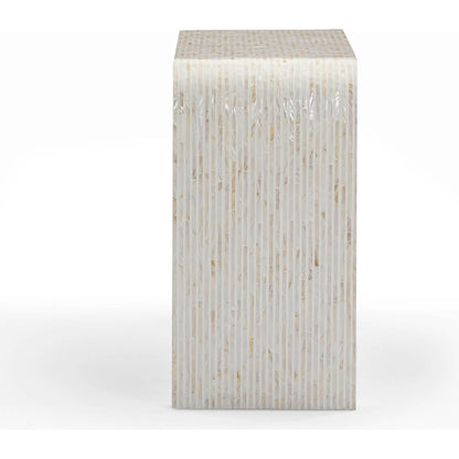 Opus Capiz Shell Console Table by TOV Furniture in cream. Made from mdf, shell in a transitional style.