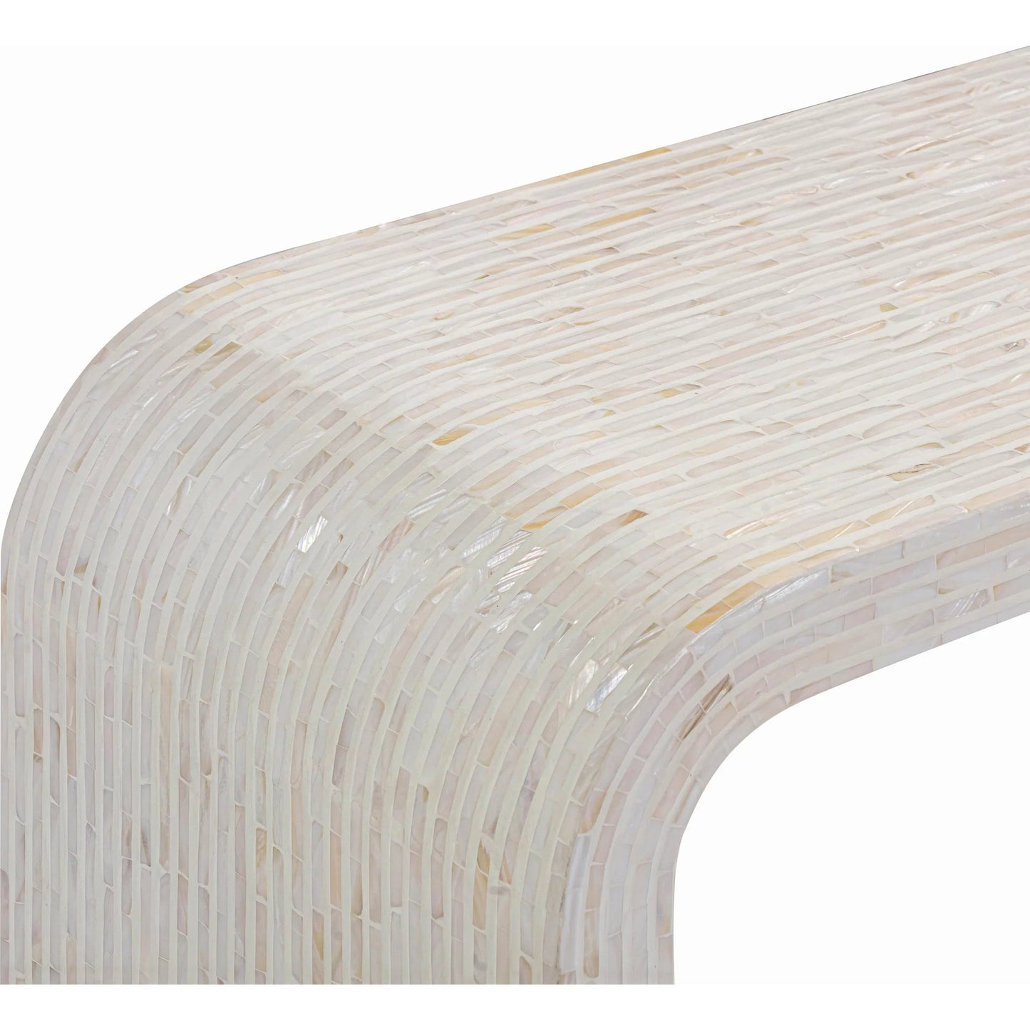 005 SI-2356334 | Closeup | Opus Capiz Shell Console Table by TOV Furniture in cream. Made from mdf, shell in a transitional style.