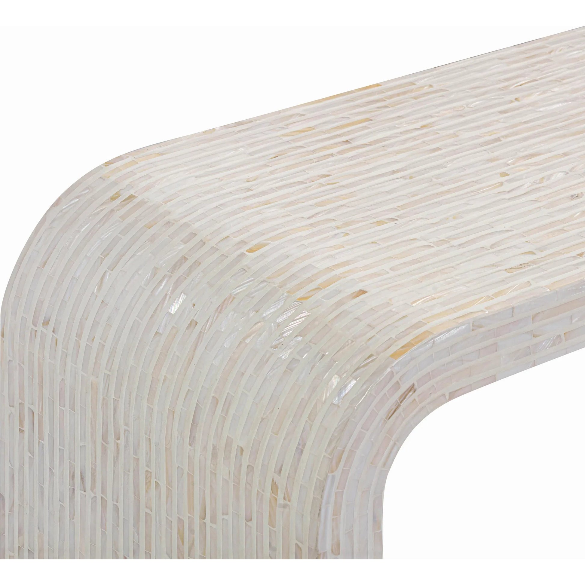 Opus Capiz Shell Console Table by TOV Furniture in cream. Made from mdf, shell in a transitional style.