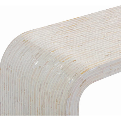 Opus Capiz Shell Console Table by TOV Furniture in cream. Made from mdf, shell in a transitional style.