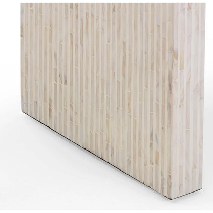 Opus Capiz Shell Console Table by TOV Furniture in cream. Made from mdf, shell in a transitional style.