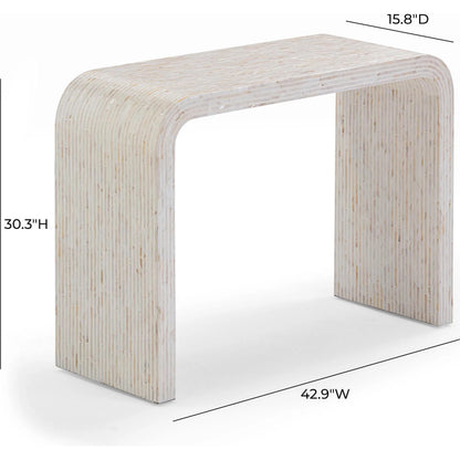 Opus Capiz Shell Console Table by TOV Furniture in cream. Made from mdf, shell in a transitional style.