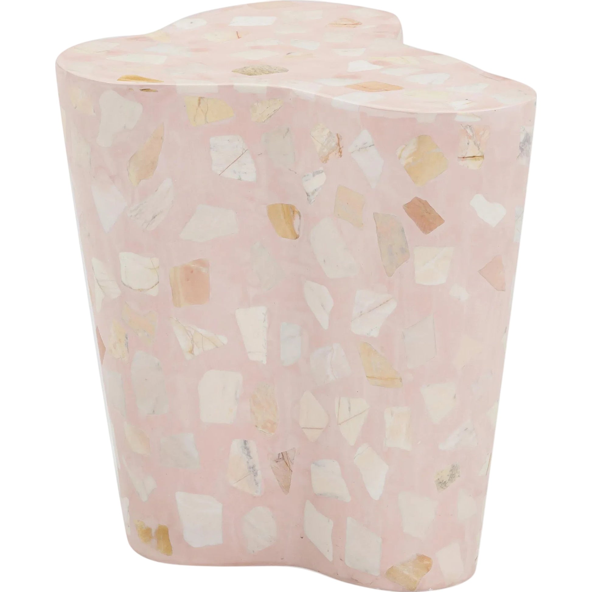 Slab Terrazzo Indoor/Outdoor Side Table by TOV Furniture. Made from concrete, stone in a modern style.
