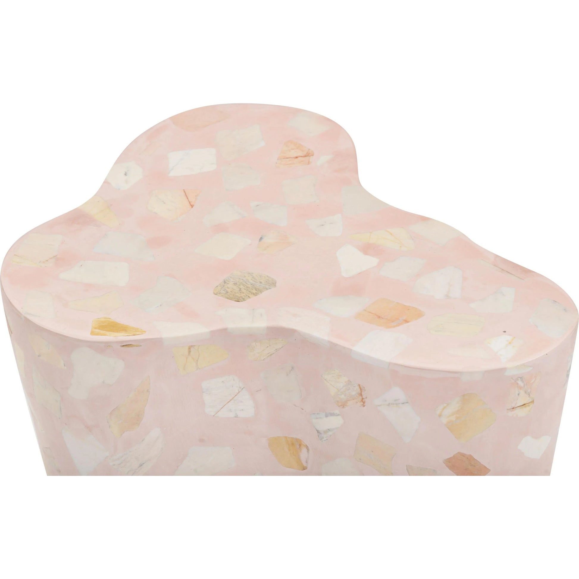 Slab Terrazzo Indoor/Outdoor Side Table by TOV Furniture. Made from concrete, stone in a modern style.
