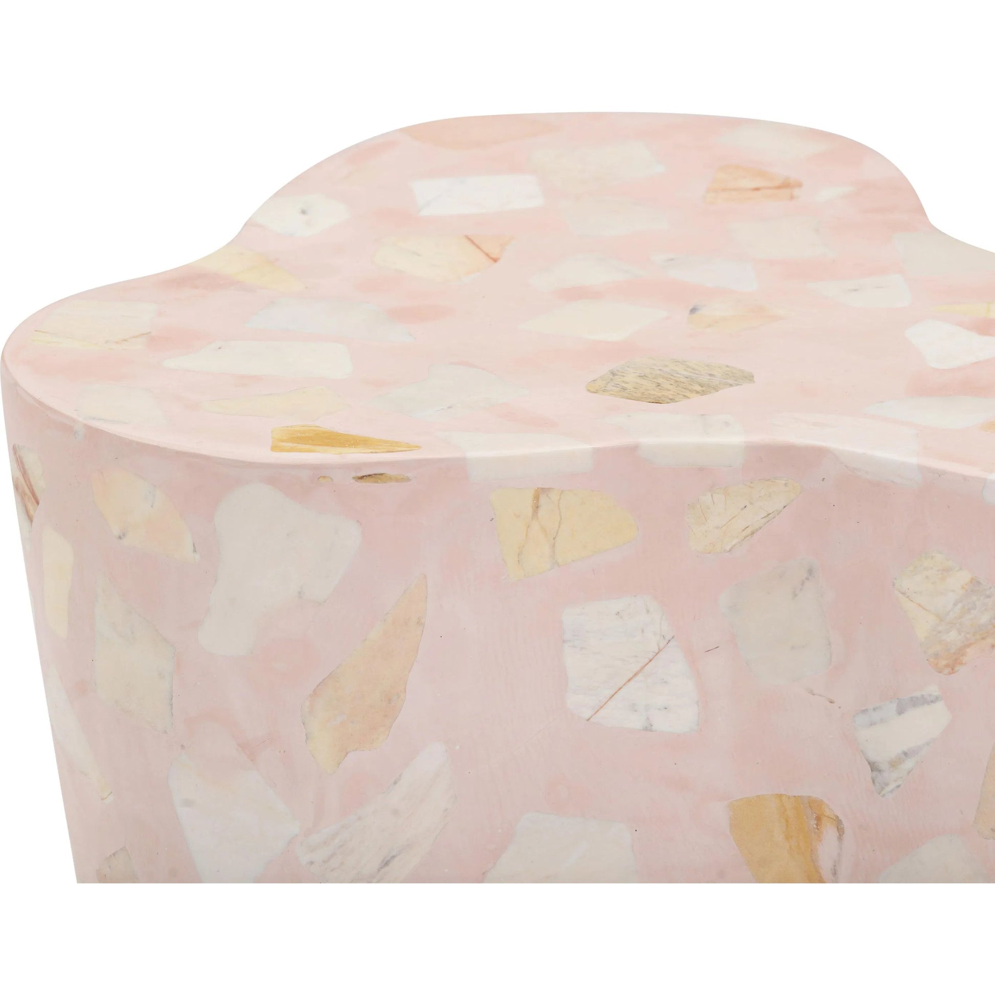 Slab Terrazzo Indoor/Outdoor Side Table by TOV Furniture. Made from concrete, stone in a modern style.