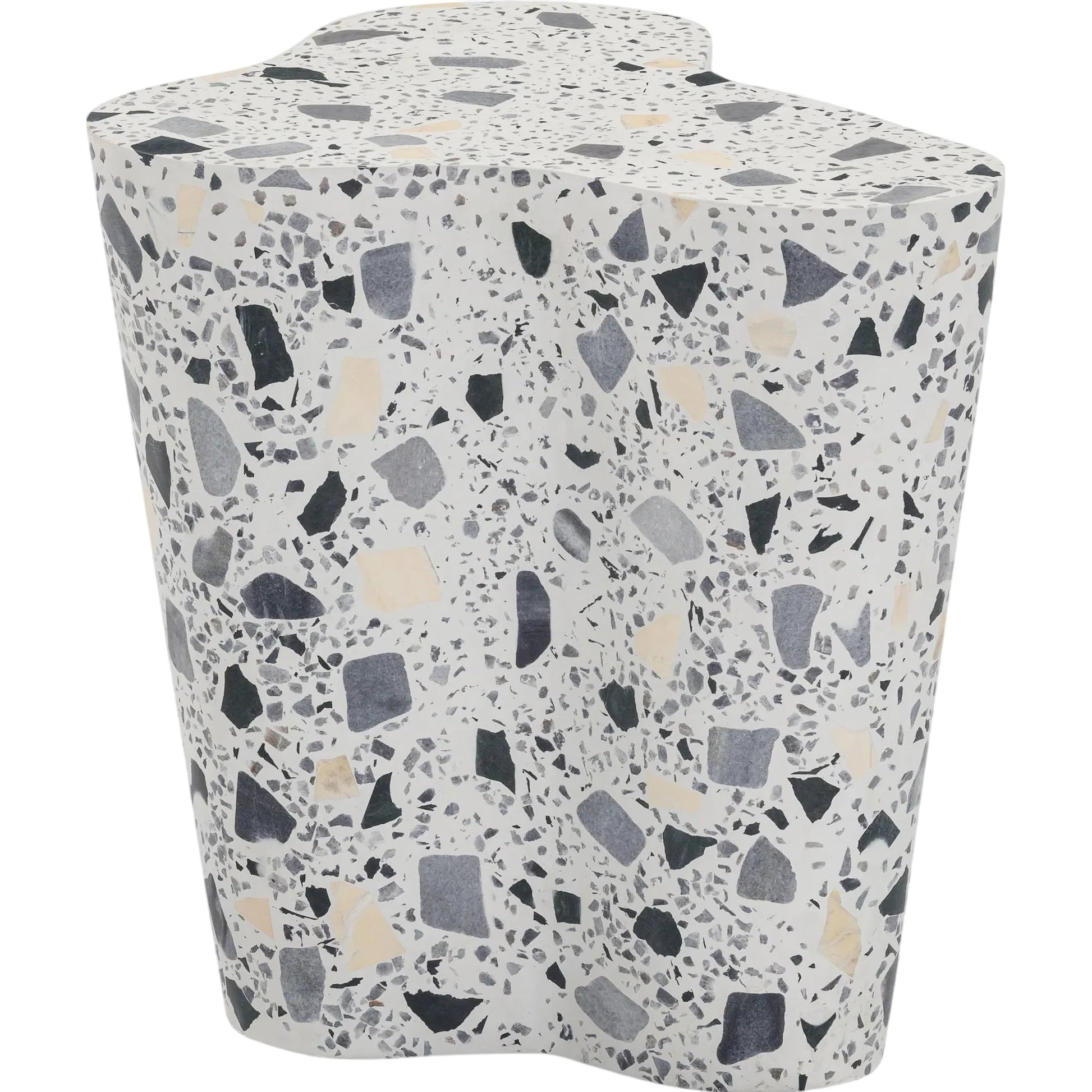 Slab Terrazzo Indoor/Outdoor Side Table by TOV Furniture. Made from concrete, stone in a modern style.