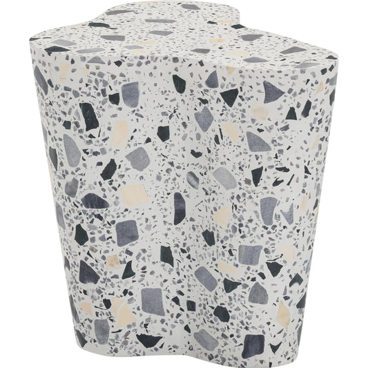 Slab Terrazzo Indoor/Outdoor Side Table by TOV Furniture. Made from concrete, stone in a unique style.