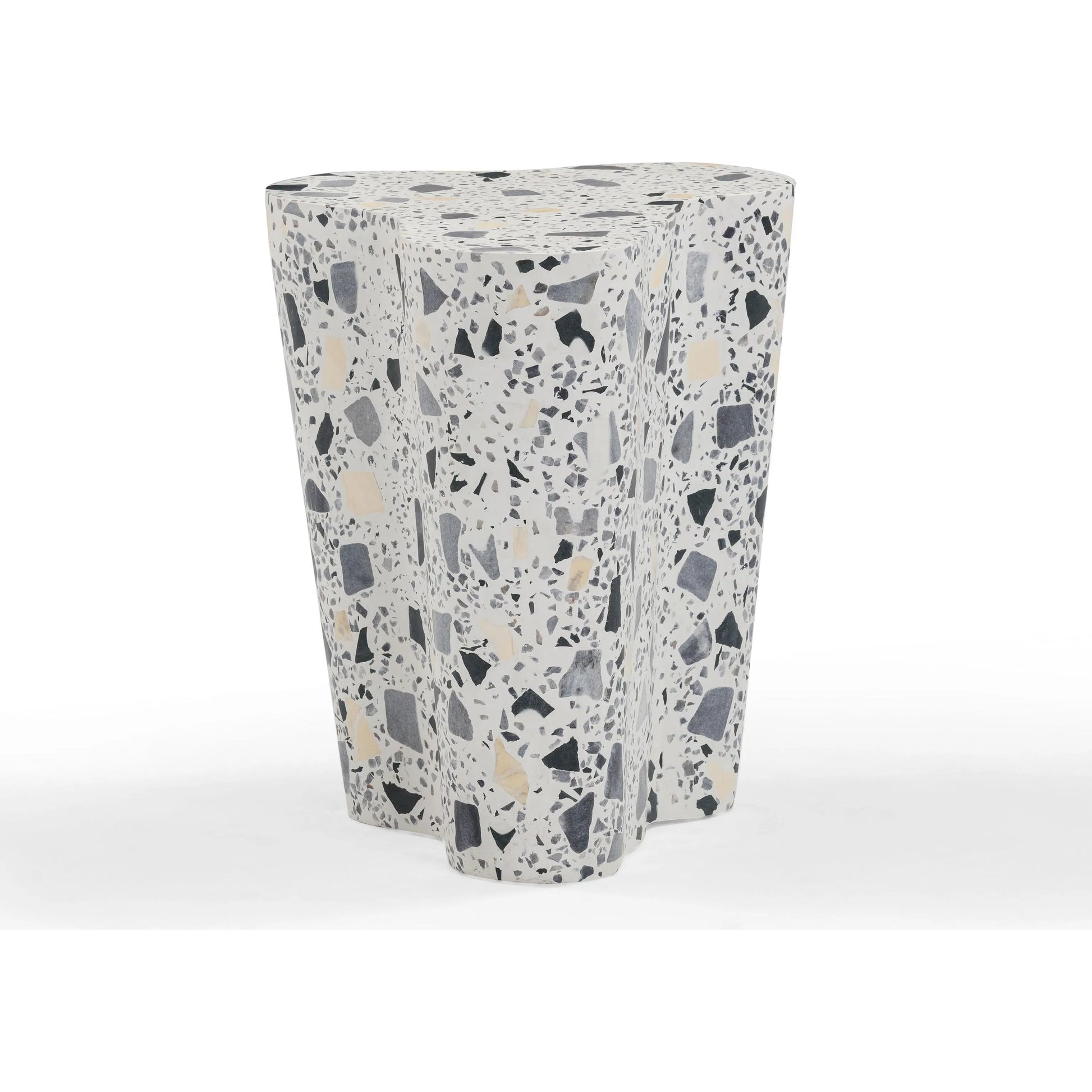 Slab Terrazzo Indoor/Outdoor Side Table by TOV Furniture. Made from concrete, stone in a modern style.