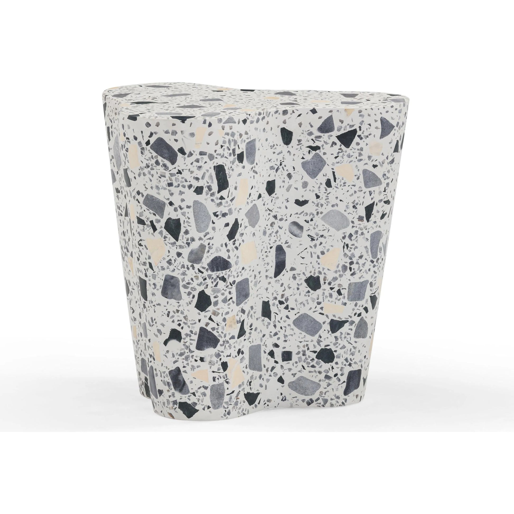 Slab Terrazzo Indoor/Outdoor Side Table by TOV Furniture. Made from concrete, stone in a modern style.