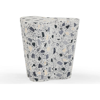 Slab Terrazzo Indoor/Outdoor Side Table by TOV Furniture. Made from concrete, stone in a modern style.