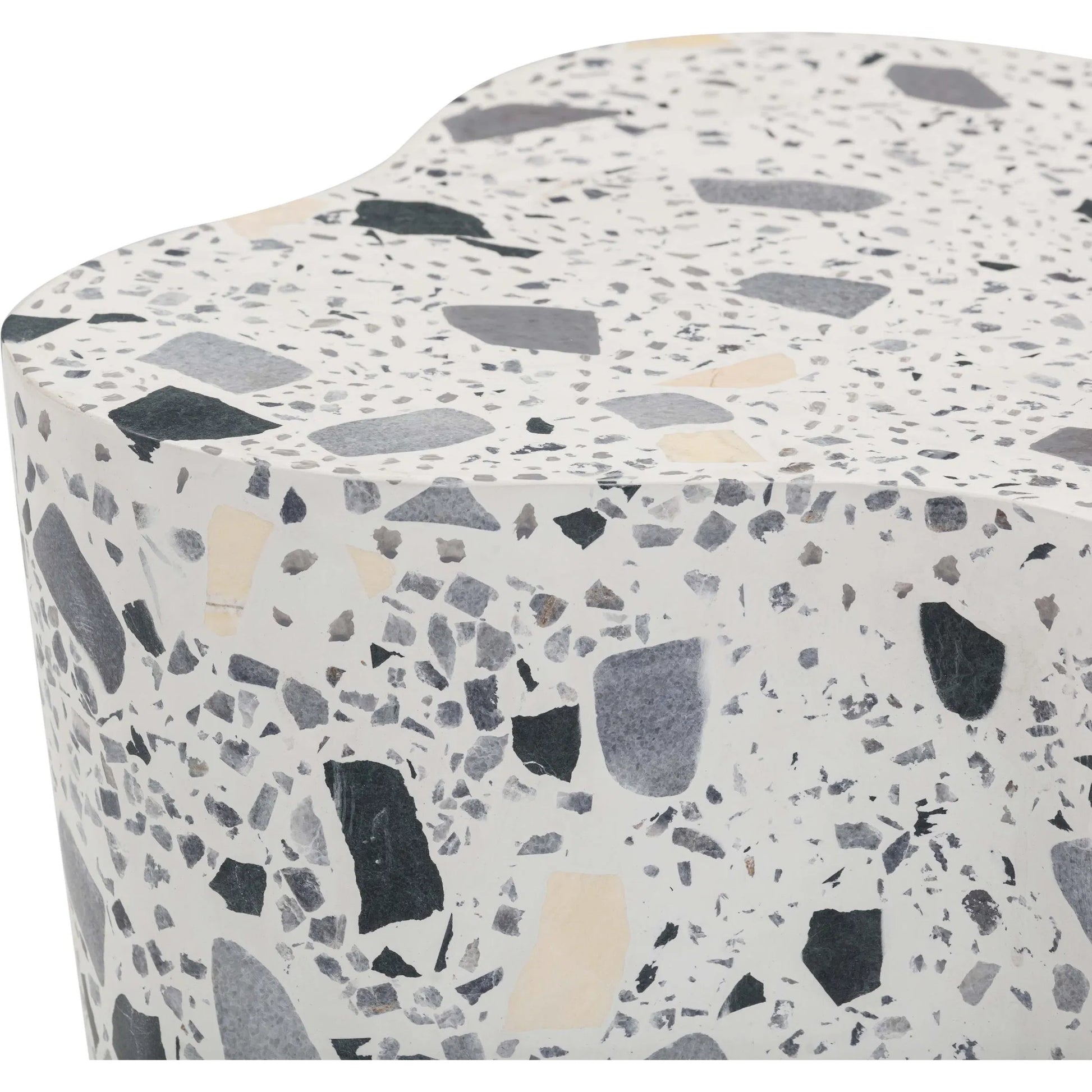 Slab Terrazzo Indoor/Outdoor Side Table by TOV Furniture. Made from concrete, stone in a modern style.