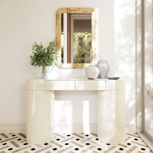 Mira High Gloss Console Table by TOV Furniture. Made from mdf, plywood, wood in a unique style.