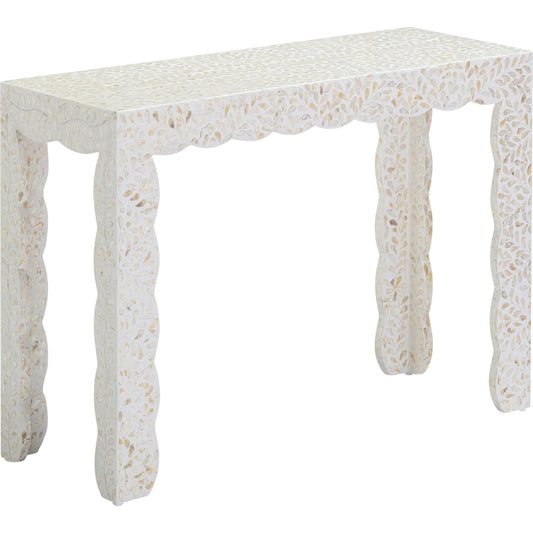 Piara Capiz Shell Console by TOV Furniture in natural. Made from mdf, shell in a unique style.