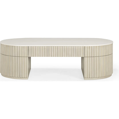 Bella Storage Coffee Table by TOV Furniture in cream. Made from mdf, wood in a transitional style.