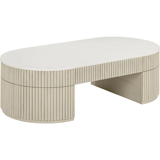 Bella Storage Coffee Table by TOV Furniture in cream. Made from mdf, wood in a unique style.