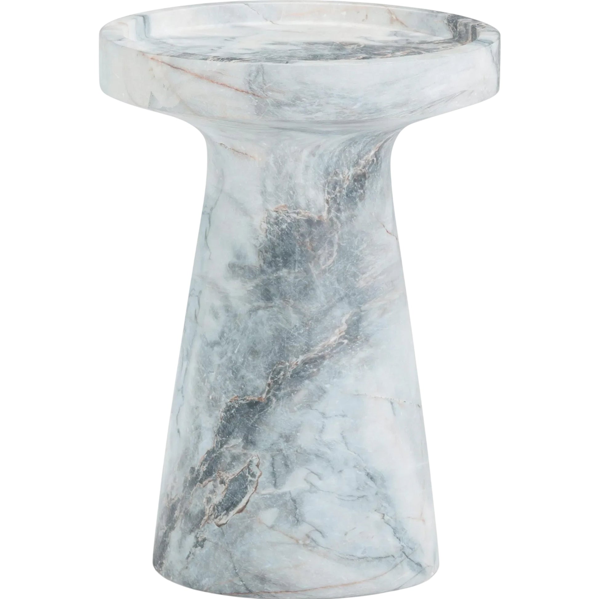 Zara Aegean Marble Indoor / Outdoor Side Table by TOV Furniture in blue, white. Made from concrete in a modern style.