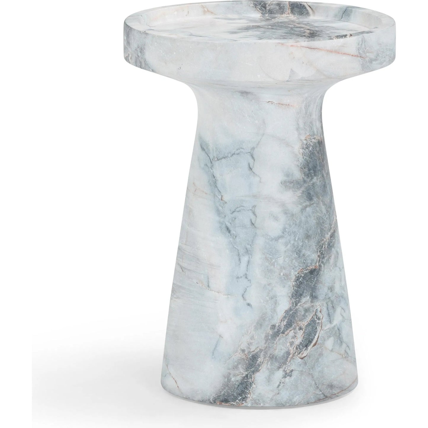 002 SI-2356404 | Additional Silo | Zara Aegean Marble Indoor / Outdoor Side Table by TOV Furniture in blue, white. Made from concrete in a modern style.