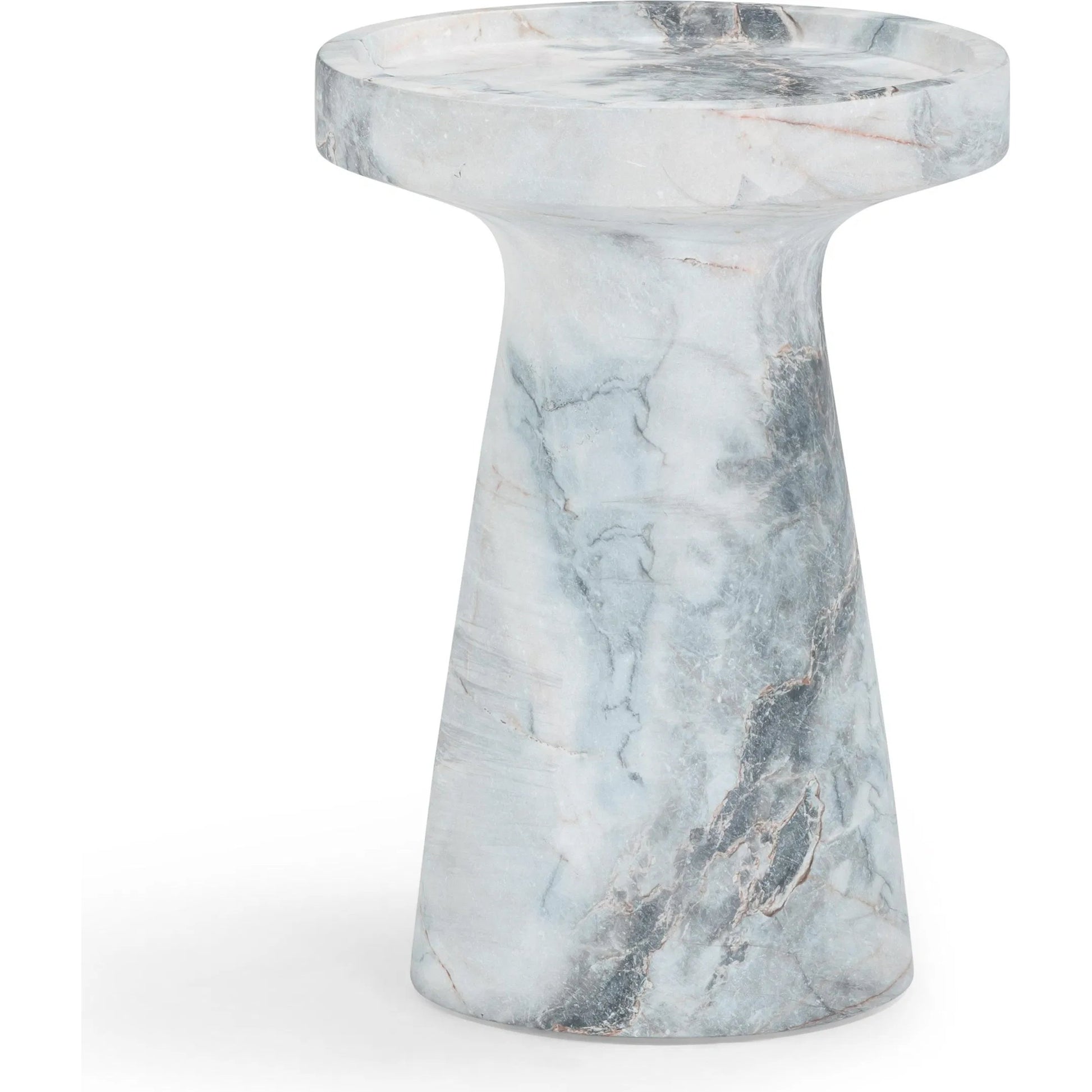 Zara Aegean Marble Indoor / Outdoor Side Table by TOV Furniture in blue, white. Made from concrete in a modern style.
