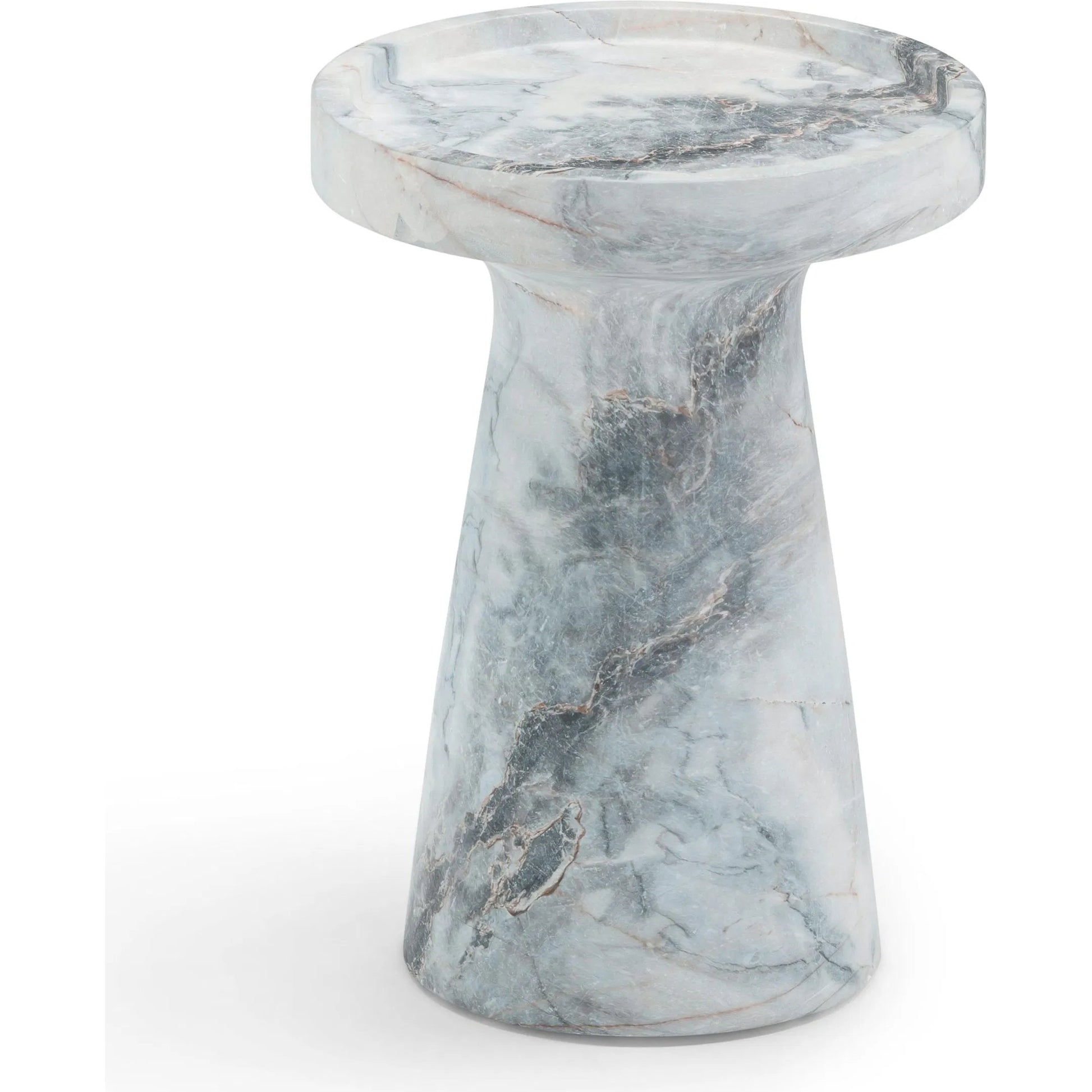 Zara Aegean Marble Indoor / Outdoor Side Table by TOV Furniture in blue, white. Made from concrete in a modern style.