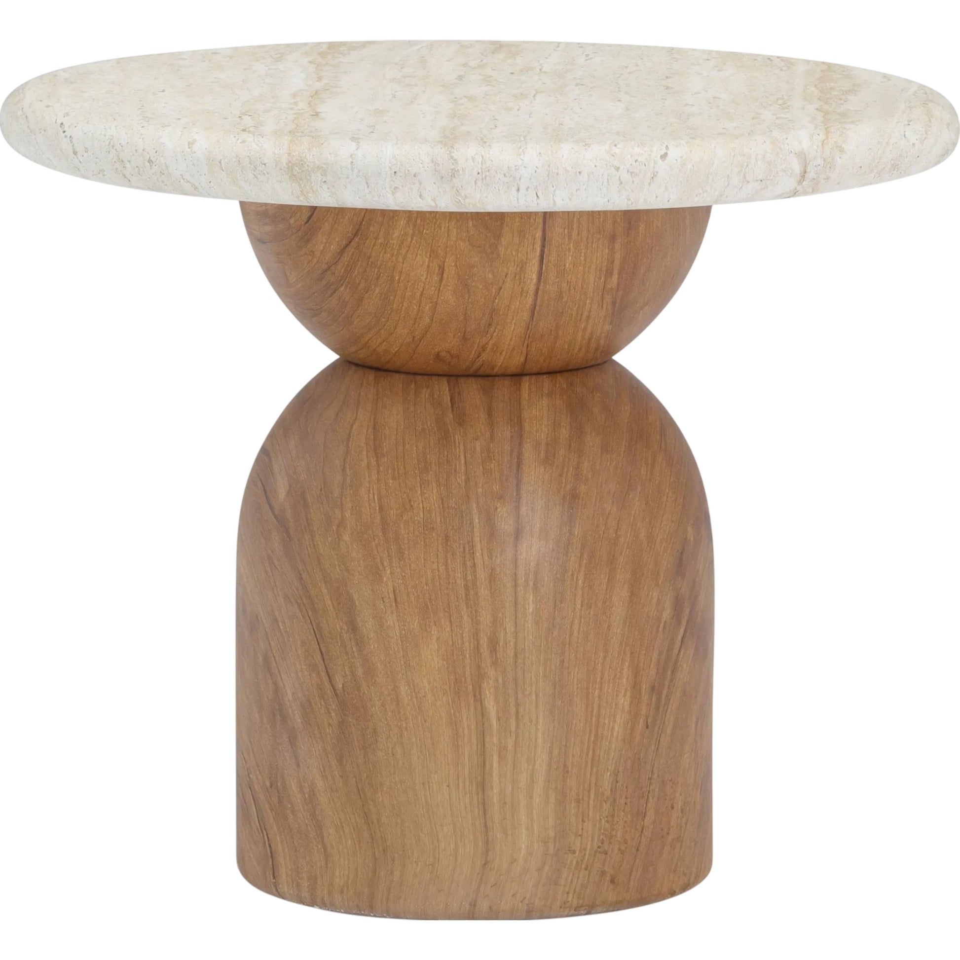 Cynthia Concrete Indoor / Outdoor Side Table by TOV Furniture in brown, travertine. Made from concrete in a transitional style.
