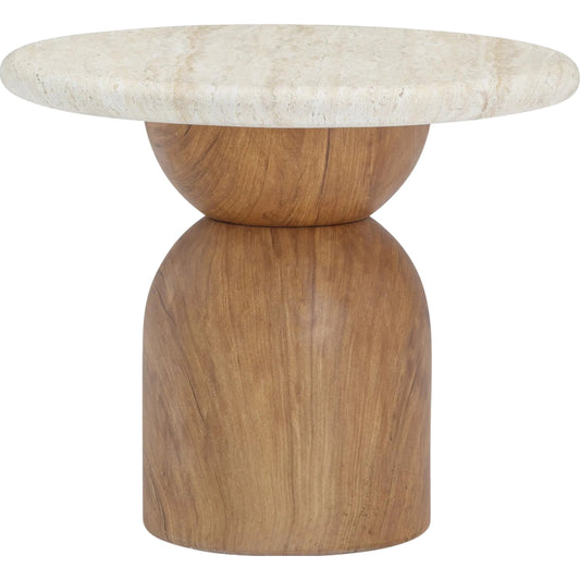 Cynthia Concrete Indoor / Outdoor Side Table by TOV Furniture in brown, travertine. Made from concrete in a unique style.