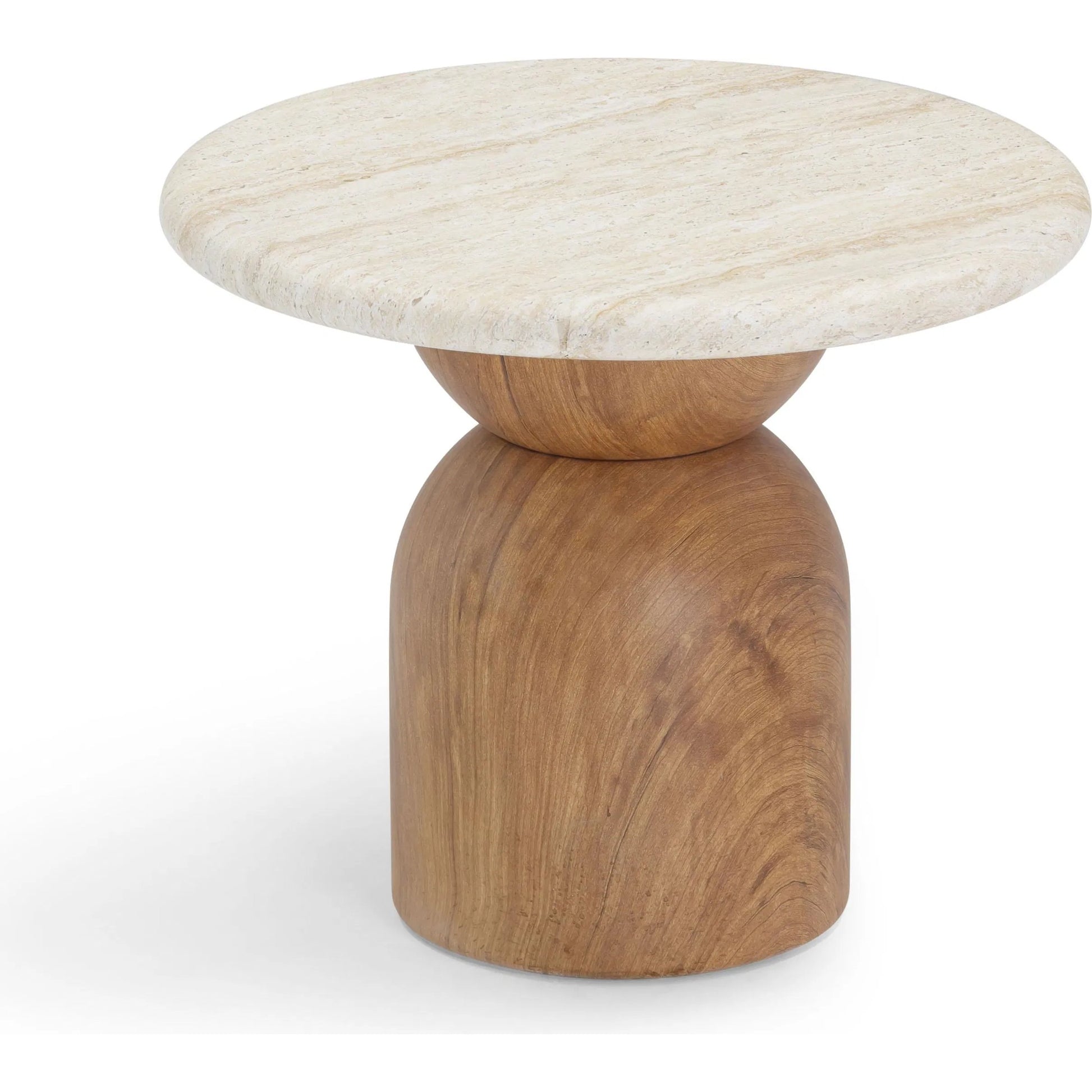 Cynthia Concrete Indoor / Outdoor Side Table by TOV Furniture in brown, travertine. Made from concrete in a transitional style.