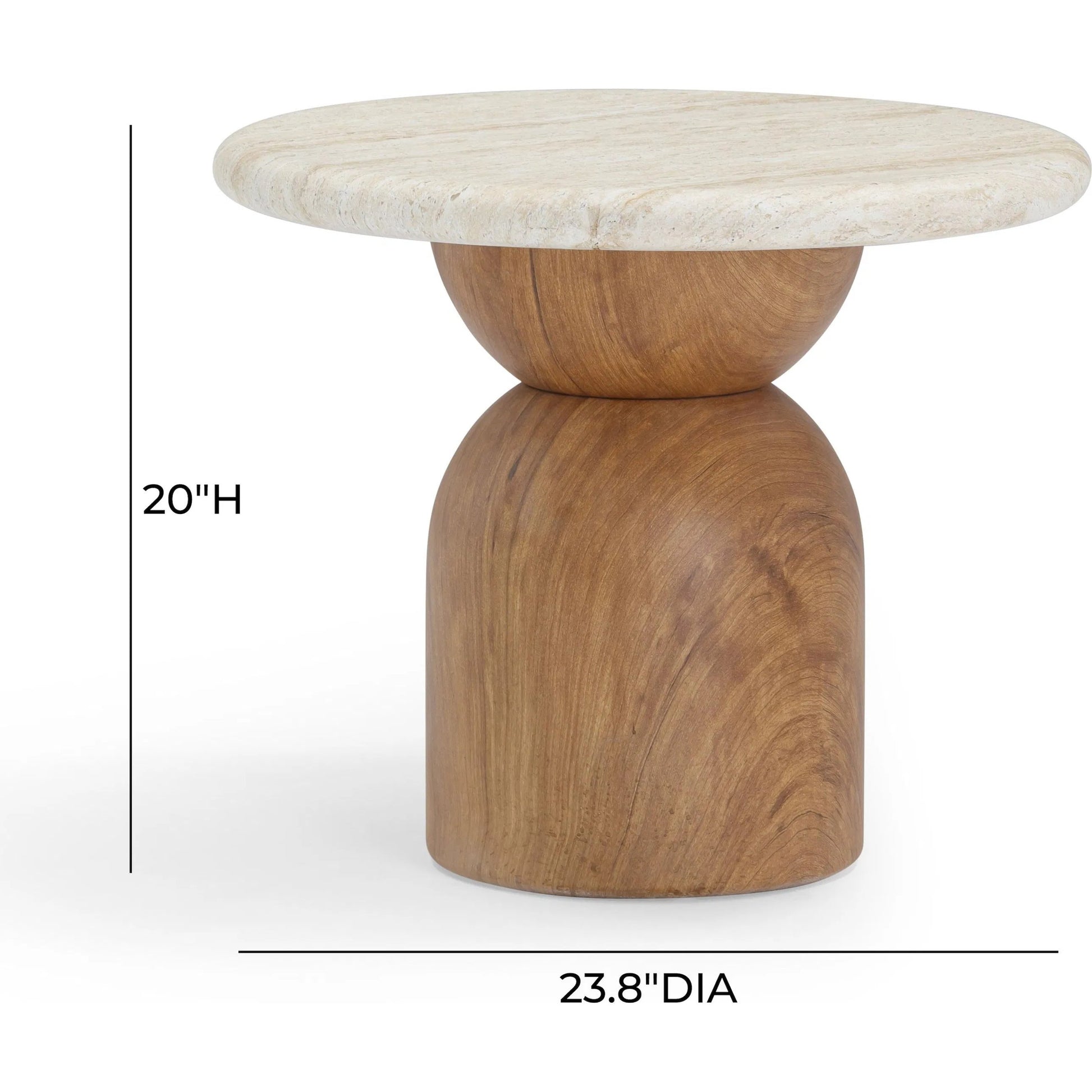 Cynthia Concrete Indoor / Outdoor Side Table by TOV Furniture in brown, travertine. Made from concrete in a transitional style.