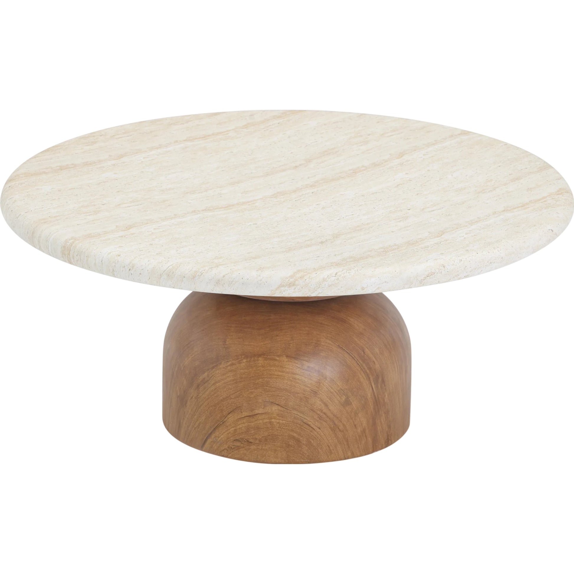 Cynthia Concrete Indoor / Outdoor Coffee Table by TOV Furniture in brown, travertine. Made from concrete in a transitional style.