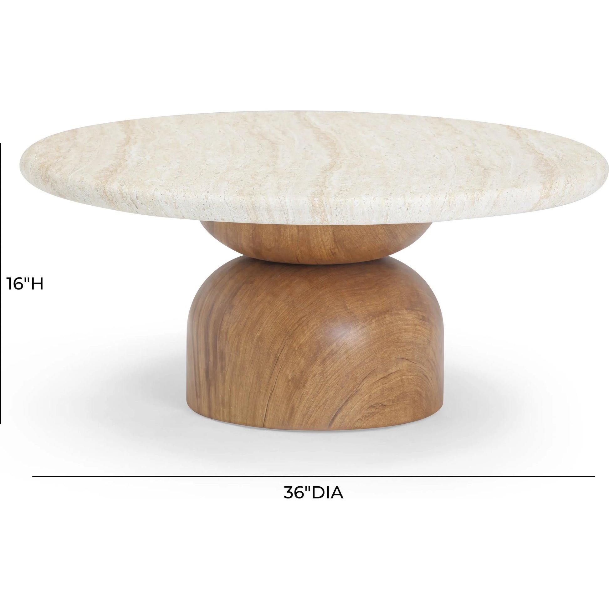 Cynthia Concrete Indoor / Outdoor Coffee Table by TOV Furniture in brown, travertine. Made from concrete in a transitional style.