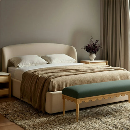 Oodle Vegan Mohair Bench by TOV Furniture. Made from fabric, poplar, rubber wood in a transitional style.