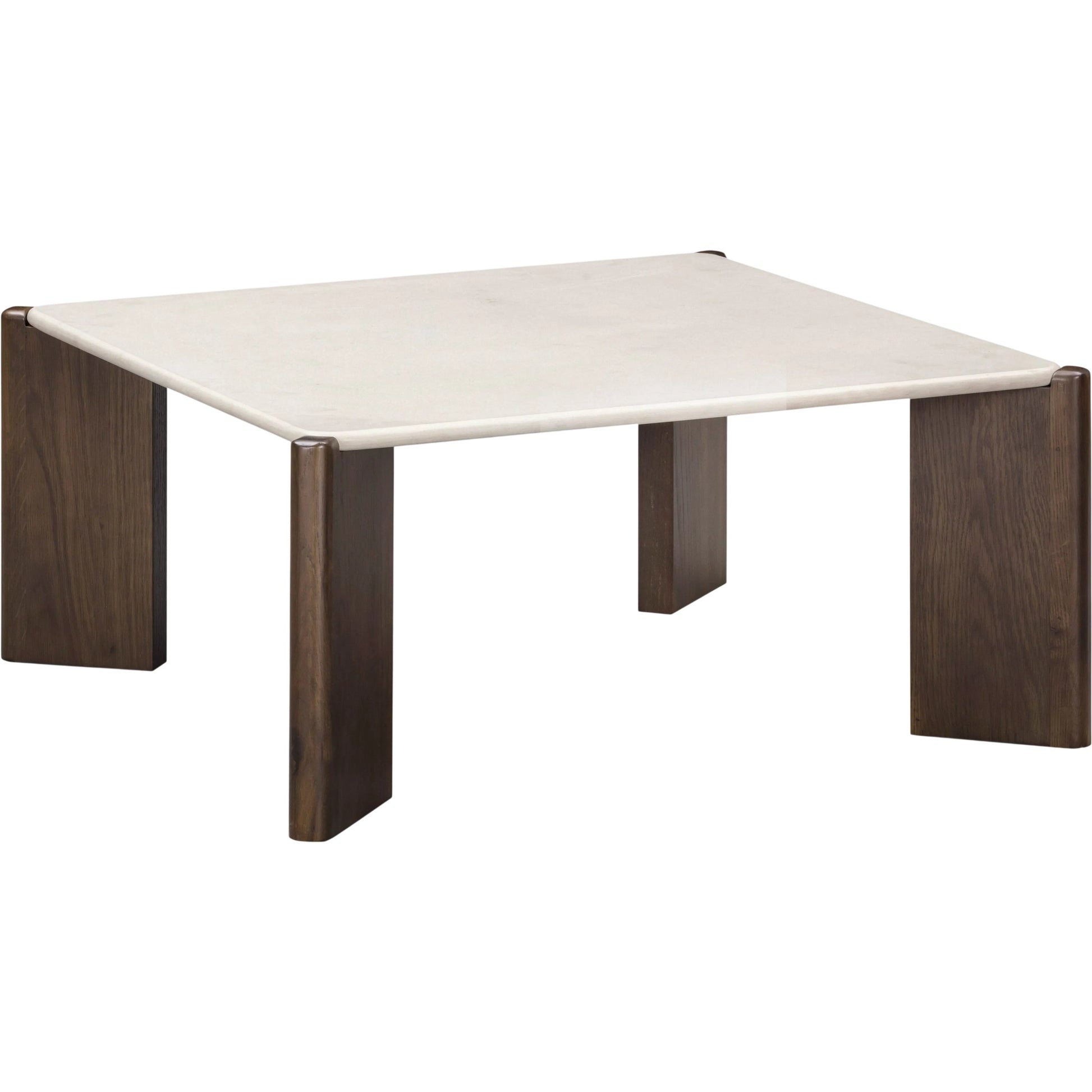 Restis Square Coffee Table by TOV Furniture in brown, cream. Made from mdf, oak, oak veneer, quartz in a transitional style.