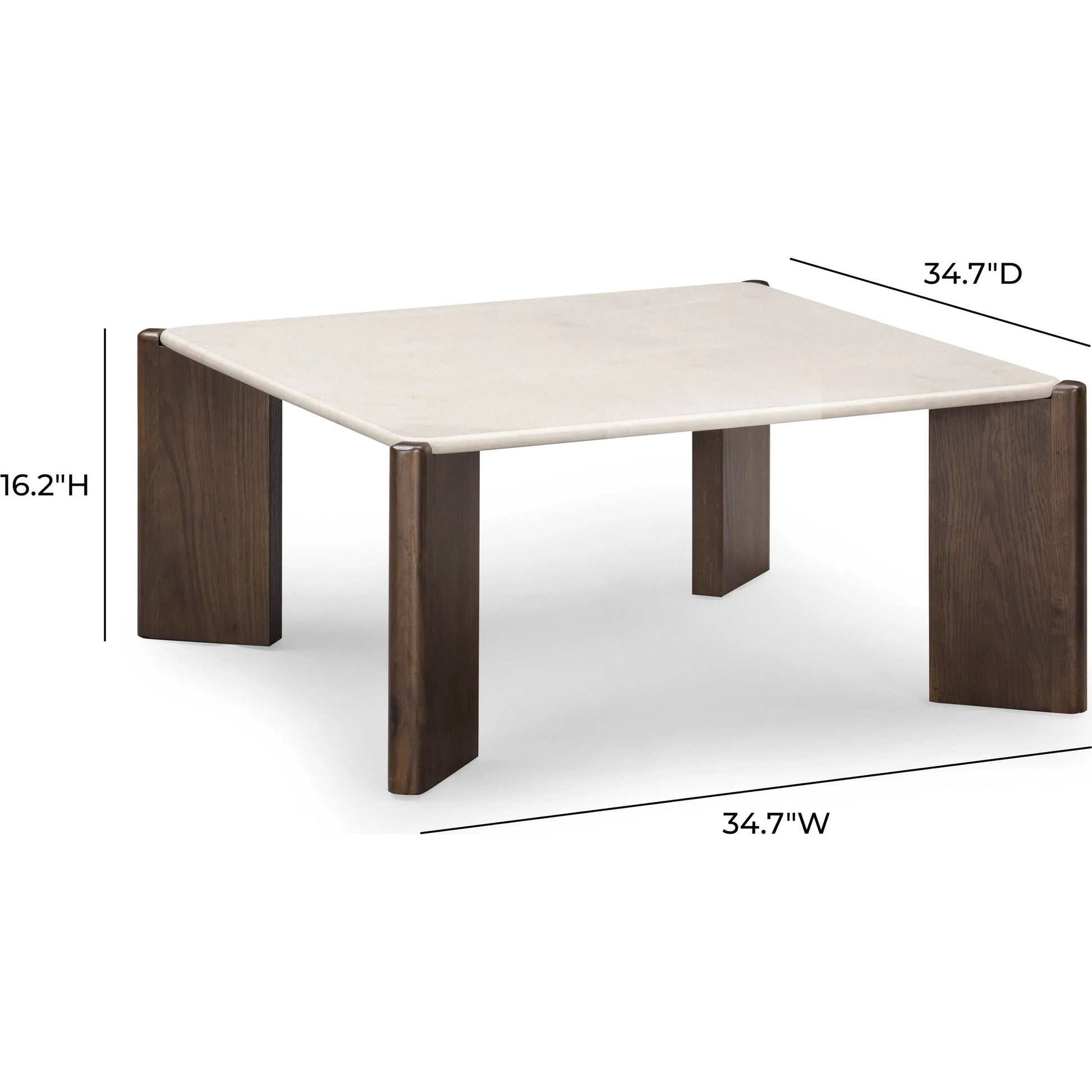 Restis Square Coffee Table by TOV Furniture in brown, cream. Made from mdf, oak, oak veneer, quartz in a transitional style.
