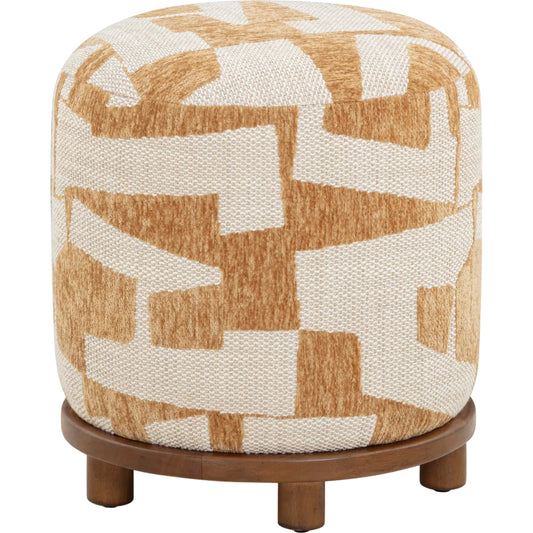 Bisou Jacquard Ottoman by TOV Furniture. Made from fabric, plywood, rubberwood in a eclectic & global style.