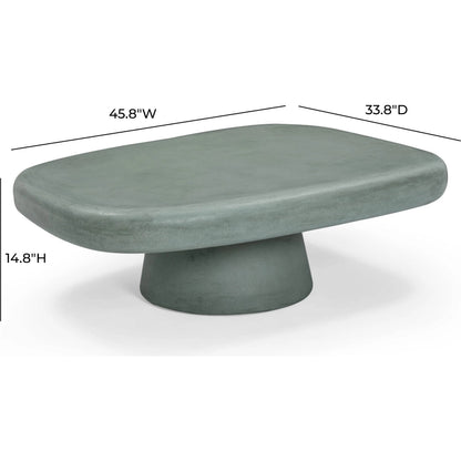 Darial Indoor/Outdoor Coffee Table by TOV Furniture in green. Made from concrete in a transitional style.