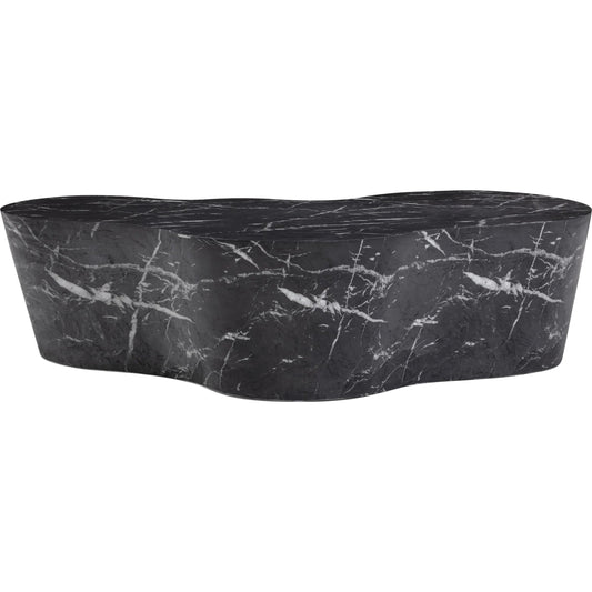 Slab Indoor/Outdoor Coffee Table by TOV Furniture in black marble. Made from concrete in a modern style.