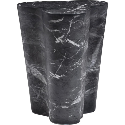 Slab Indoor/Outdoor Side Table by TOV Furniture in black marble. Made from concrete in a modern style.