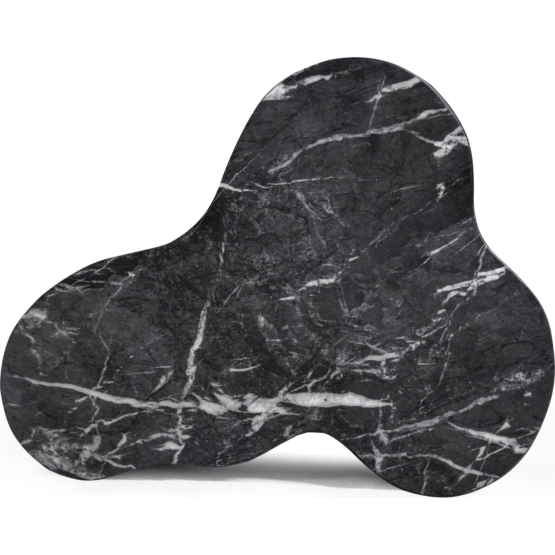Slab Indoor/Outdoor Side Table by TOV Furniture in black marble. Made from concrete in a modern style.