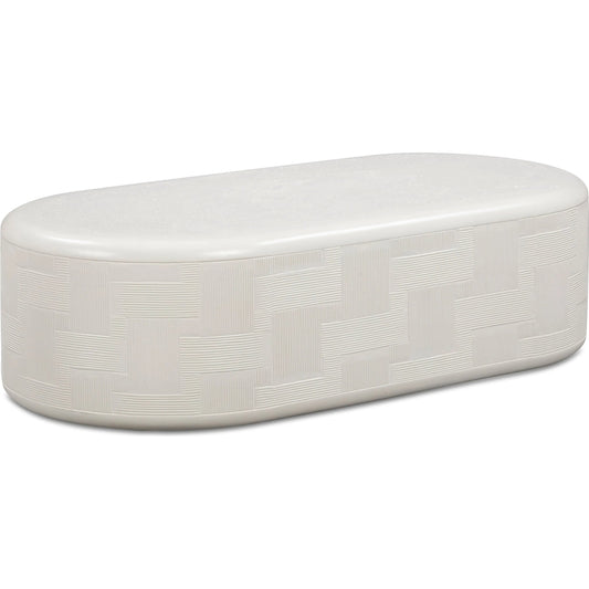 Suraya Indoor/Outdoor Rounded Coffee Table by TOV Furniture. Made from concrete in a transitional style.