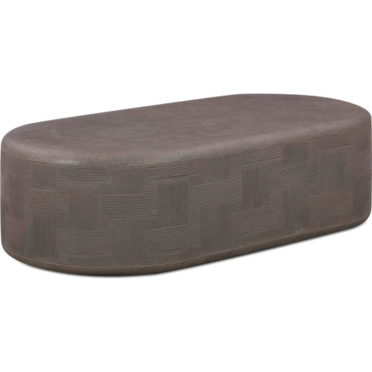 Suraya Indoor/Outdoor Rounded Coffee Table by TOV Furniture. Made from concrete in a transitional style.