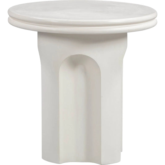 Cassandra Indoor/Outdoor Side Table by TOV Furniture in ivory. Made from concrete in a transitional style.