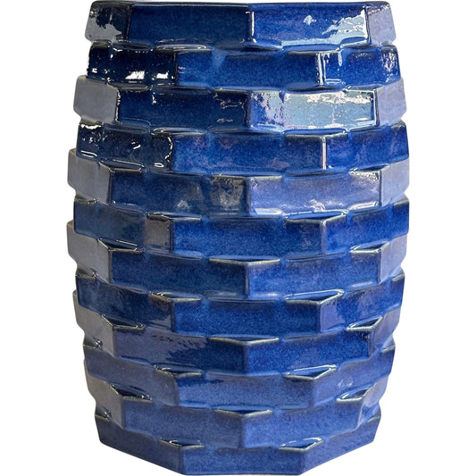Trax Indoor/Outdoor Side Table by TOV Furniture in blue. Made from ceramic in a eclectic & global style.