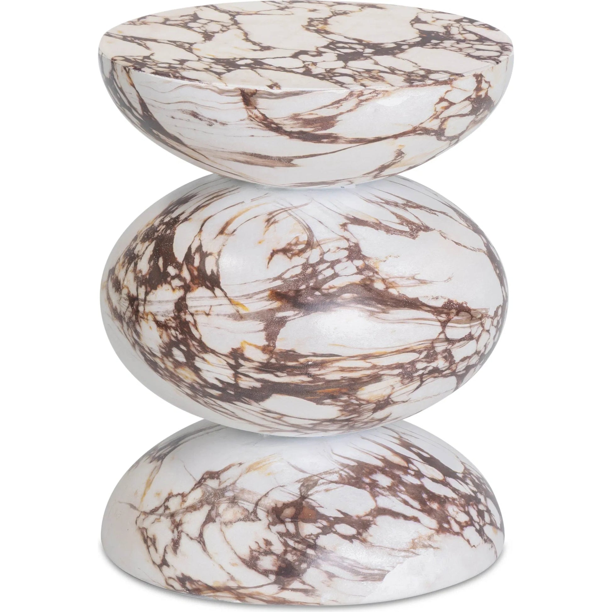 Pia Red Faux Marble Indoor/Outdoor Side Table by TOV Furniture in red marble. Made from concrete in a modern style.